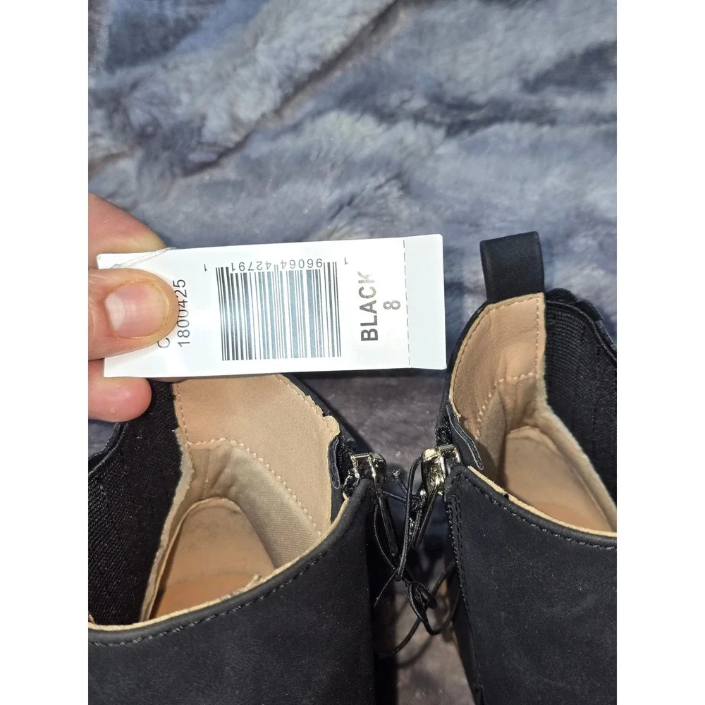 NWB Draper James Elle‎ Chunky Stacked Heel Zip-up Ankle Bootie black size 8
